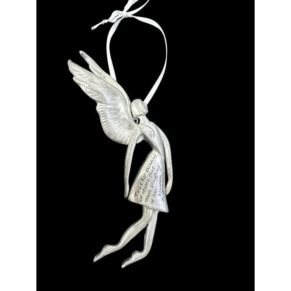 Elizabeth Browning Pewter Ornament Seasons of Cannon Falls Serenity Angel 5.75”